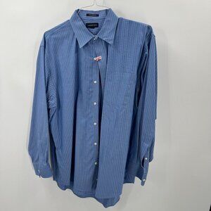 Lands End Mens No Iron Supima 3 Dress Shirt Lot Blue & White Size 17.5/34